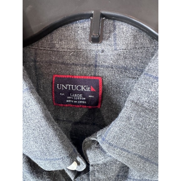 UNTUCKit Mens Large Plaid Long Sleeve Button Down Shirt 100% Cotton FLAW - Picture 5 of 8